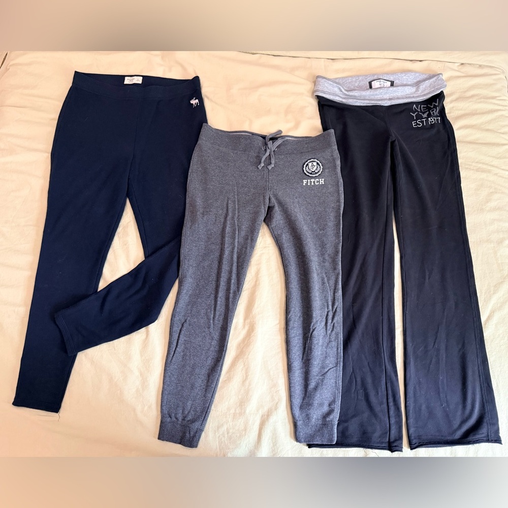 Abercrombie & Fitch Navy and Gray Joggers Trio